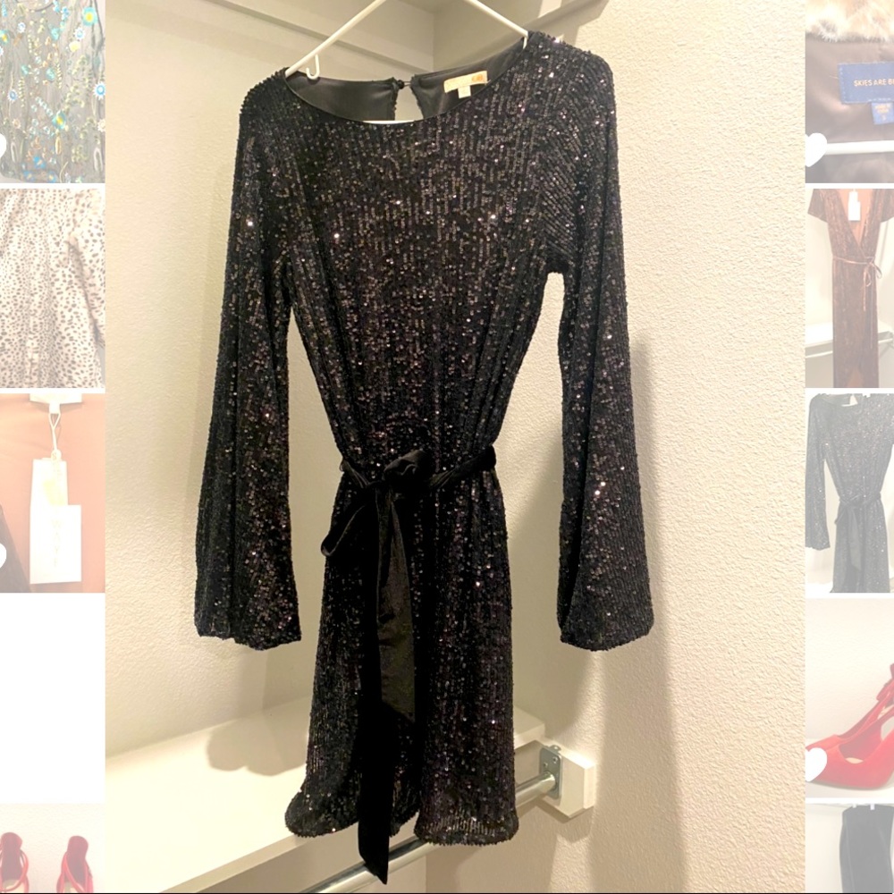 Gianni Bini Black Sequin Dress Size S